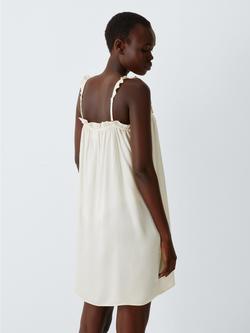 John Lewis Frill Strap Satin Chemise, Ivory - view 2, Ivory