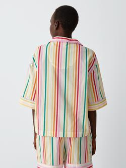 John Lewis Stripe Boxy Button Down Long Pyjama Top, Multi Stripe - view 2, Multi Stripe