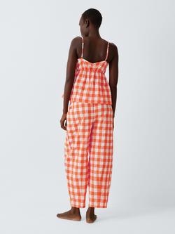 John Lewis Gingham Camisole Barrel Leg Pyjama Set, Orange - view 2, Orange