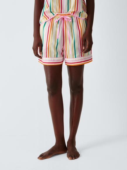 John Lewis Stripe Pyjama Shorts, Multi Stripe, Multi Stripe