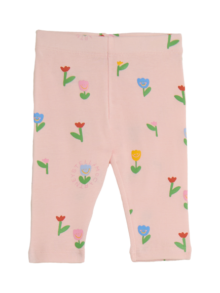 Stella McCartney Baby Cotton Rib Floral Leggings, Rosa/Multi, Rosa/Multi