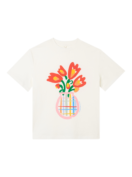 Stella McCartney Kids' Cotton Floral T-Shirt, Ivory, Ivory