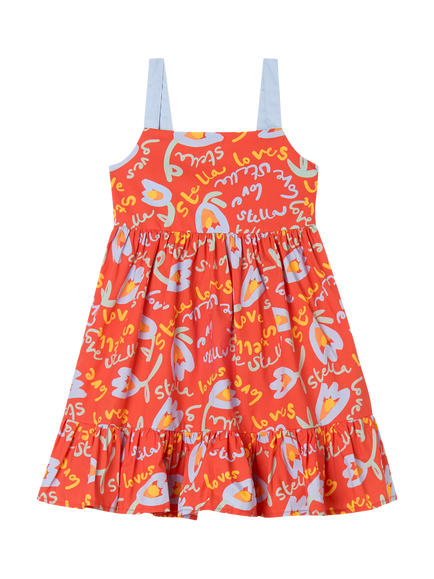 Stella McCartney Kids' Tulip Print Strappy Dress, Rosso/Multi, Rosso/Multi