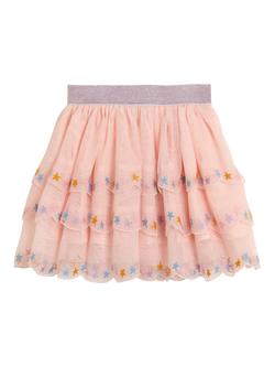 Stella McCartney Kids' Tulle Star Embellished Skirt, Powder Pink, Powder Pink