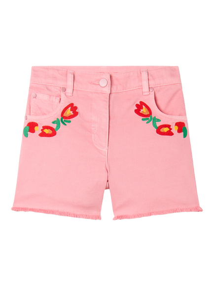Stella McCartney Kids' Floral Denim Shorts, Pink, Pink