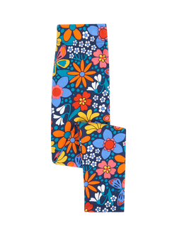 Frugi Kids' Leona Cotton Blend Leggings, Navy/Retro Floral, Navy/Retro Floral