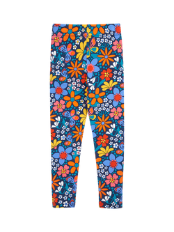 Frugi Kids' Leona Cotton Blend Leggings, Navy/Retro Floral - view 2, Navy/Retro Floral