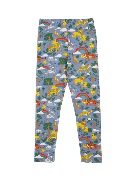 Frugi Kids' Libby Cotton Rich Printed Leggings, Grape Into The Wild - view 2, Grape Into The Wild
