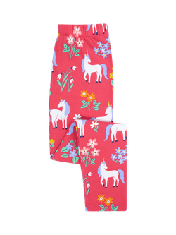 Frugi Kids' Libby Cotton Rich Printed Leggings, Rose Unicorn Floral, Rose Unicorn Floral