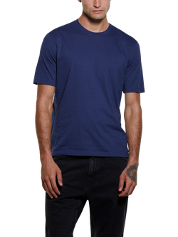 SISLEY Cotton Short Sleeve Crew Neck T-Shirt, Night Blue