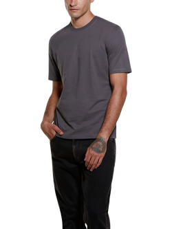 SISLEY Cotton Regular Fit Short Sleeve T-Shirt, Dark Grey, Dark Grey