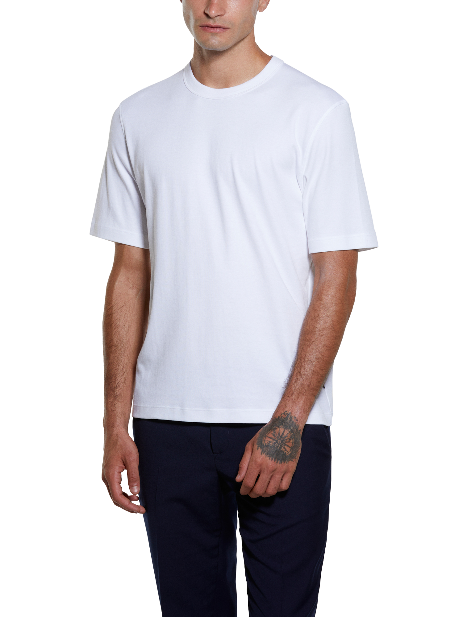 Product image 1 of 4, which shows SISLEY Crew Neck Cotton T-Shirt, Optical White, XXL