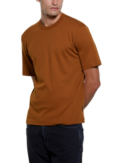 SISLEY Crew Neck Cotton T-Shirt, Dark Brown