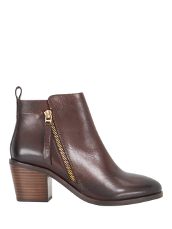 Dune London Paicing Wide Fit Leather Side Zip Ankle Boots, Brown, Brown