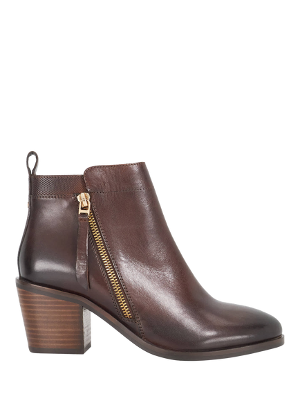 Dune London Paicing Wide Fit Leather Side Zip Ankle Boots, Brown, Brown