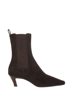 Dune London Odele Wide Fit Suede Kitten Heel Pointed Toe Ankle Boots, Brown, Brown-suede