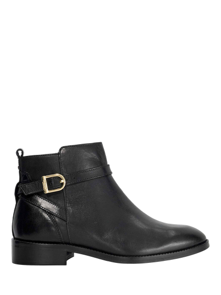Dune London Pemma Wide Fit Leather Ankle Boots, Black, Black