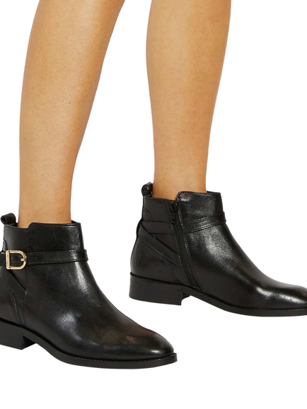 Dune London Pemma Wide Fit Leather Ankle Boots, Black - view 2, Black