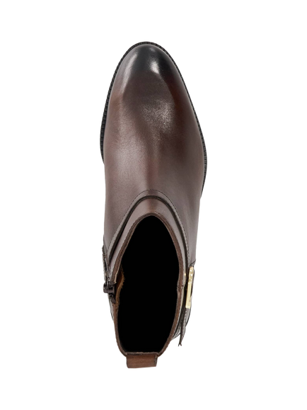 Dune London Pemma Wide Fit Leather Flat Heel Ankle Boots, Brown - view 2, Brown-leather