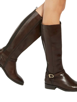 Dune London Leather Wide Fit Knee High Boots - view 2, Brown