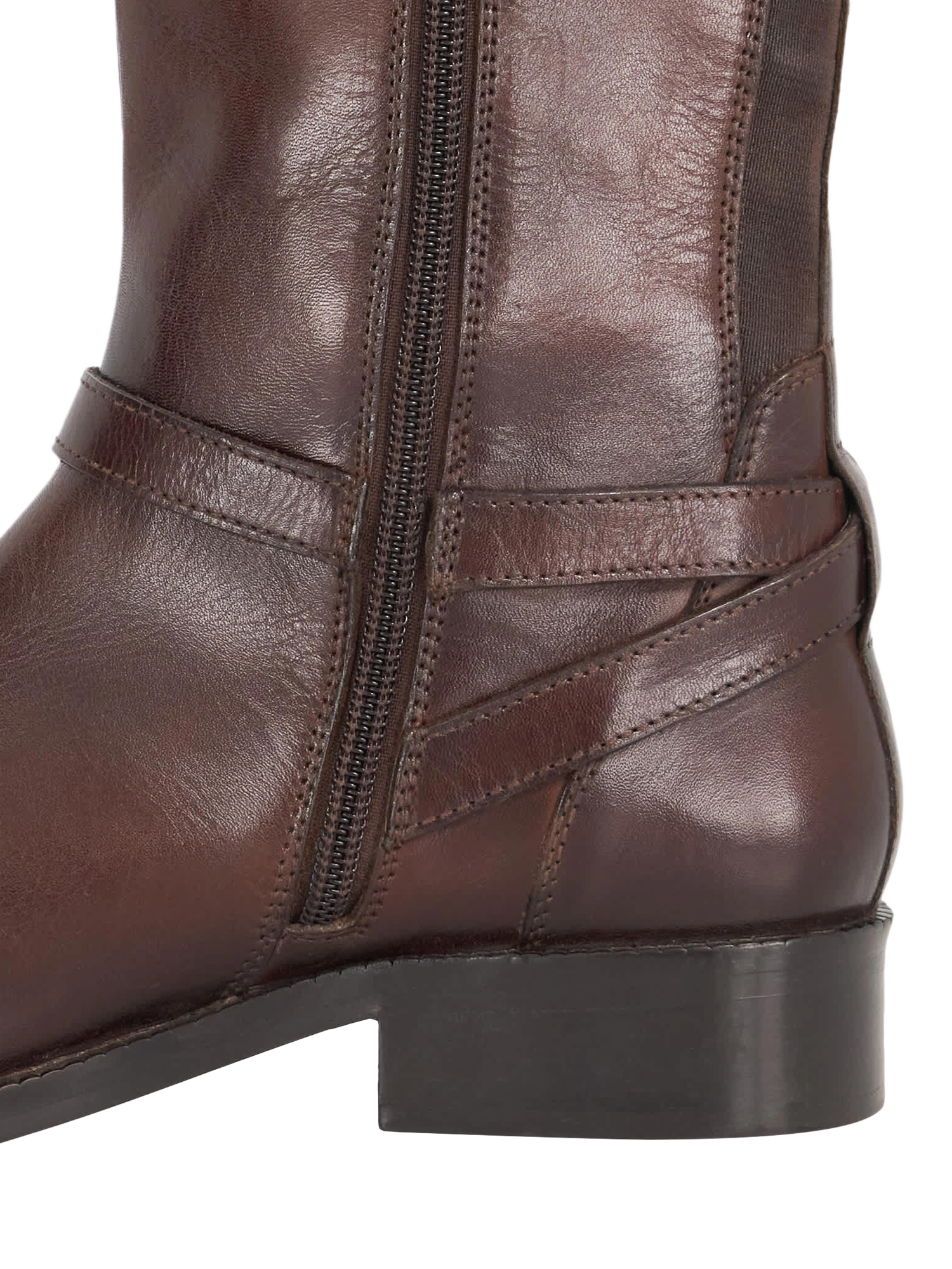 Product image 6 of 6, which shows Dune London Leather Wide Fit Knee High Boots, Brown, EU36