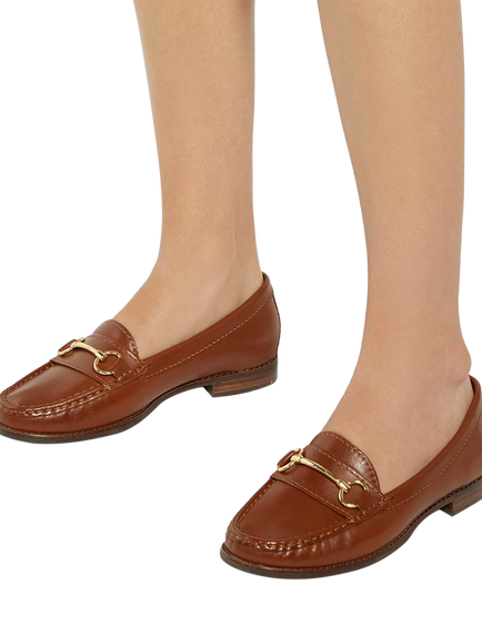 Dune London Glenny Wide Fit Leather Flat Heel Loafers - view 2, Tan