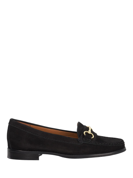 Dune London Glenny Wide Fit Nubuck Flat Heel Round Closed Toe Loafers, Black
