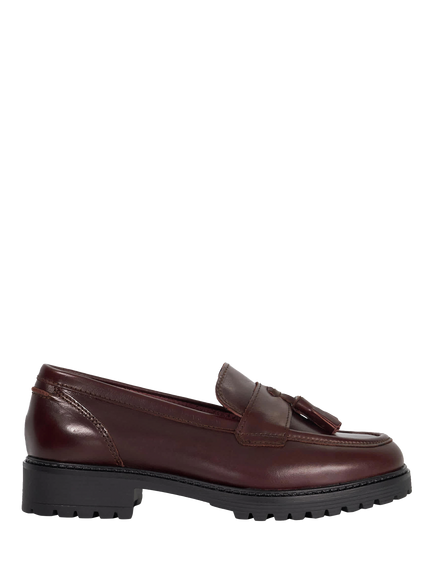 Dune London Gracelyn Wide Fit Leather Loafers, Burgundy, Burgundy