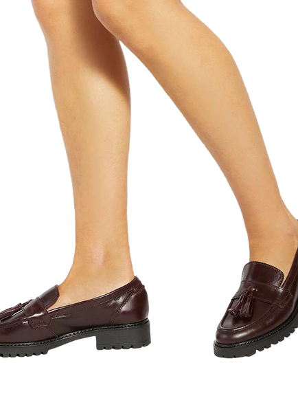 Dune London Gracelyn Wide Fit Leather Loafers, Burgundy - view 2, Burgundy