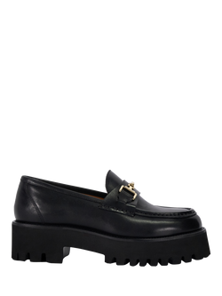 Dune London Groundbreaking Wide Fit Chunky Leather Loafers, Black, Black