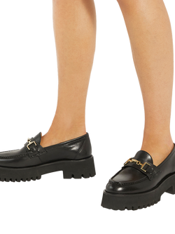 Dune London Groundbreaking Wide Fit Chunky Leather Loafers, Black - view 2, Black