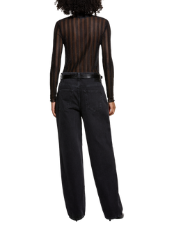 SISLEY High Neck Long Sleeved Striped Blouse - view 2, Black