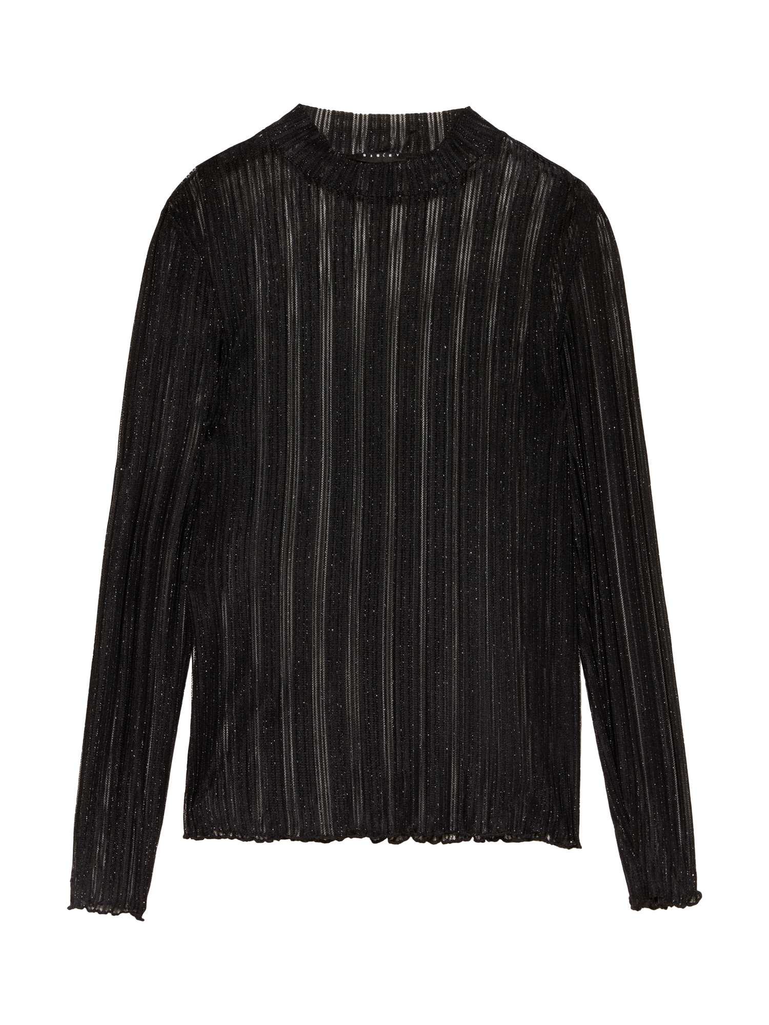 Product image 4 of 4, which shows SISLEY High Neck Long Sleeved Striped Blouse , Black, S