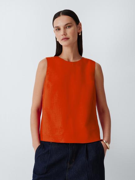 John Lewis Linen Sleeveless Shell Top, Orange