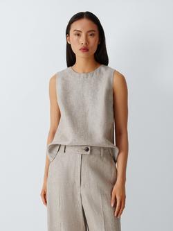 John Lewis Linen Sleeveless Shell Top, Natural