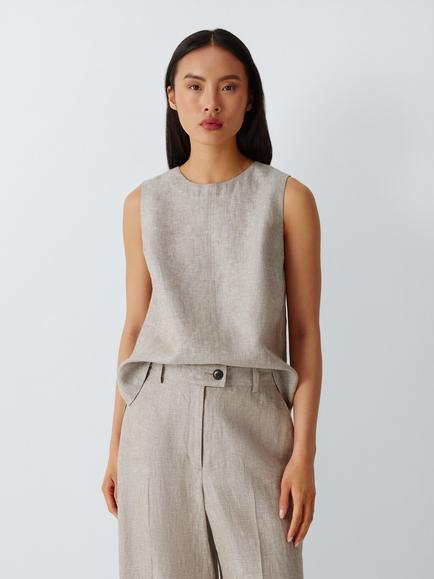 John Lewis Linen Sleeveless Shell Top, Natural