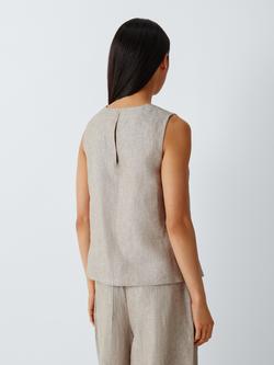 John Lewis Linen Sleeveless Shell Top - view 2, Natural