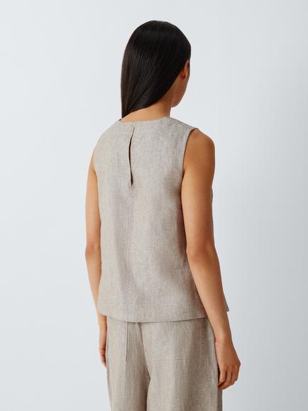 John Lewis Linen Sleeveless Shell Top - view 2, Natural