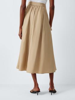 John Lewis Full Pleat Skirt containing TENCEL™ Lyocell, Camel - view 2, Camel