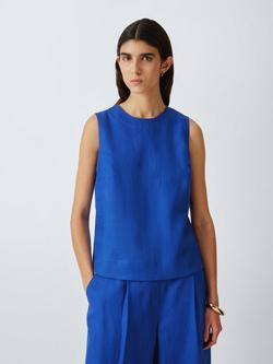John Lewis Linen Sleeveless Shell Top, Baja Blue