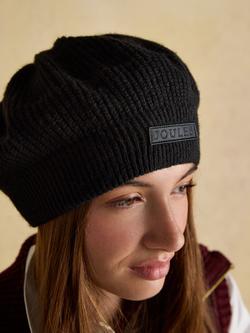 Joules Branded Knit Beret - view 2, Black
