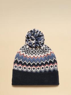 Joules Fair Isle Bobble Hat, Pink, Pink