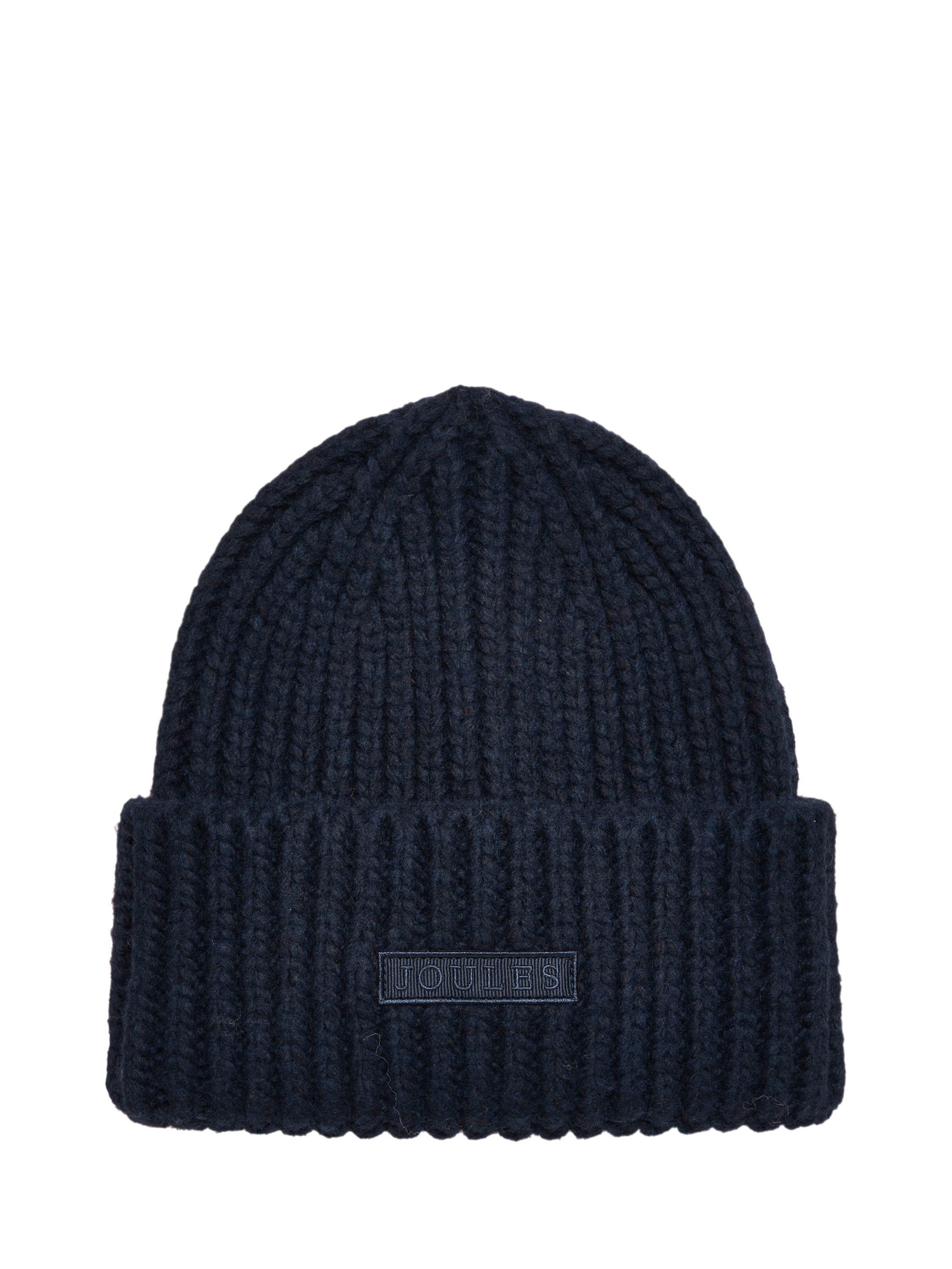 Product image 1 of 6, which shows Joules Ribbed Cuff Knit Beanie Hat, Navy, One Size