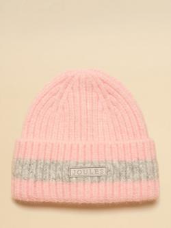 Joules Stripe Knit Beanie, Pink/Grey