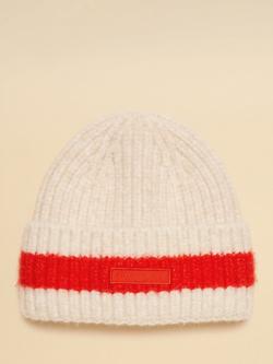 Joules Stripe Knit Beanie, Orange/Neutral