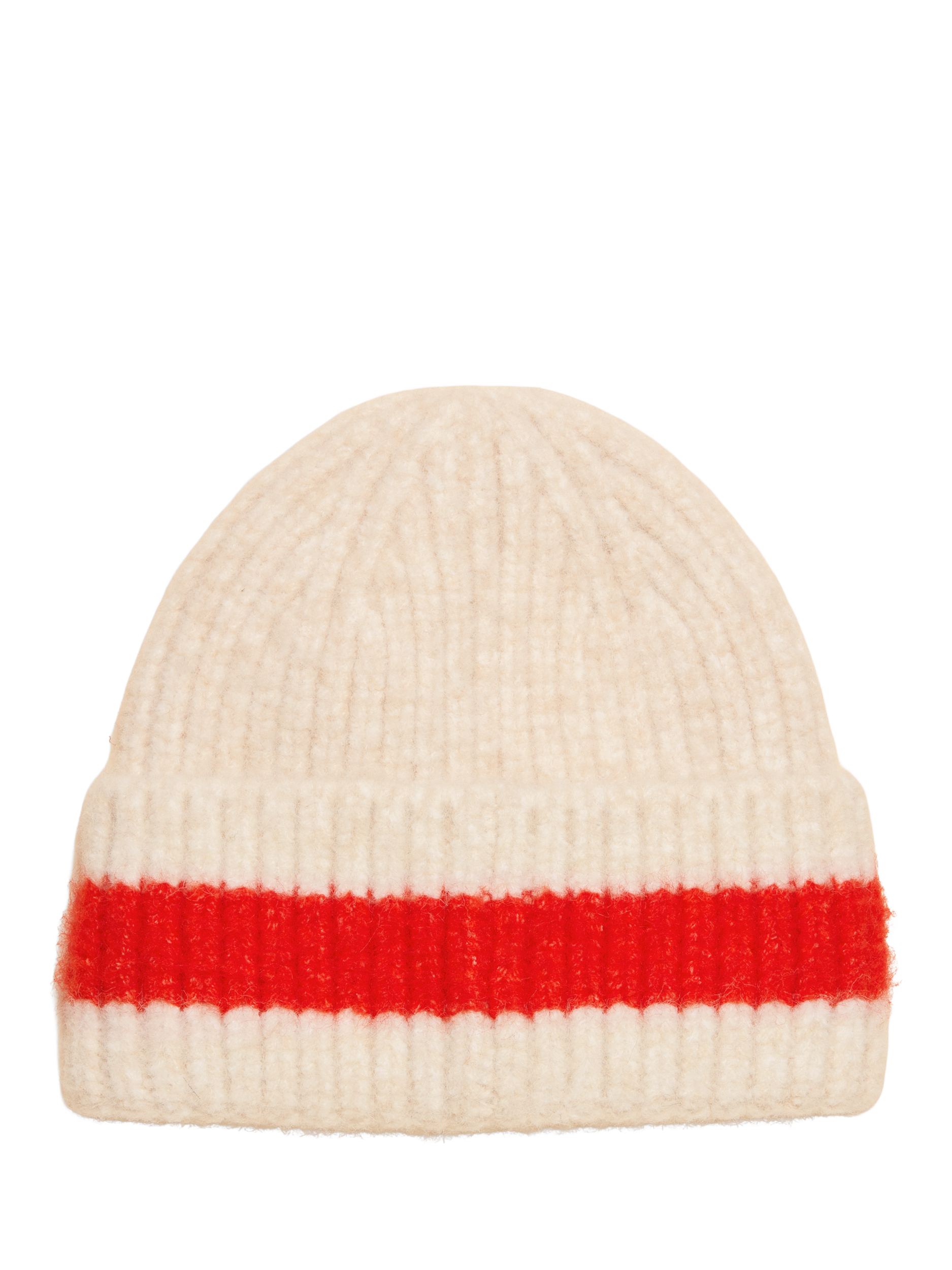 Product image 6 of 6, which shows Joules Stripe Knit Beanie, Orange/Neutral, One Size