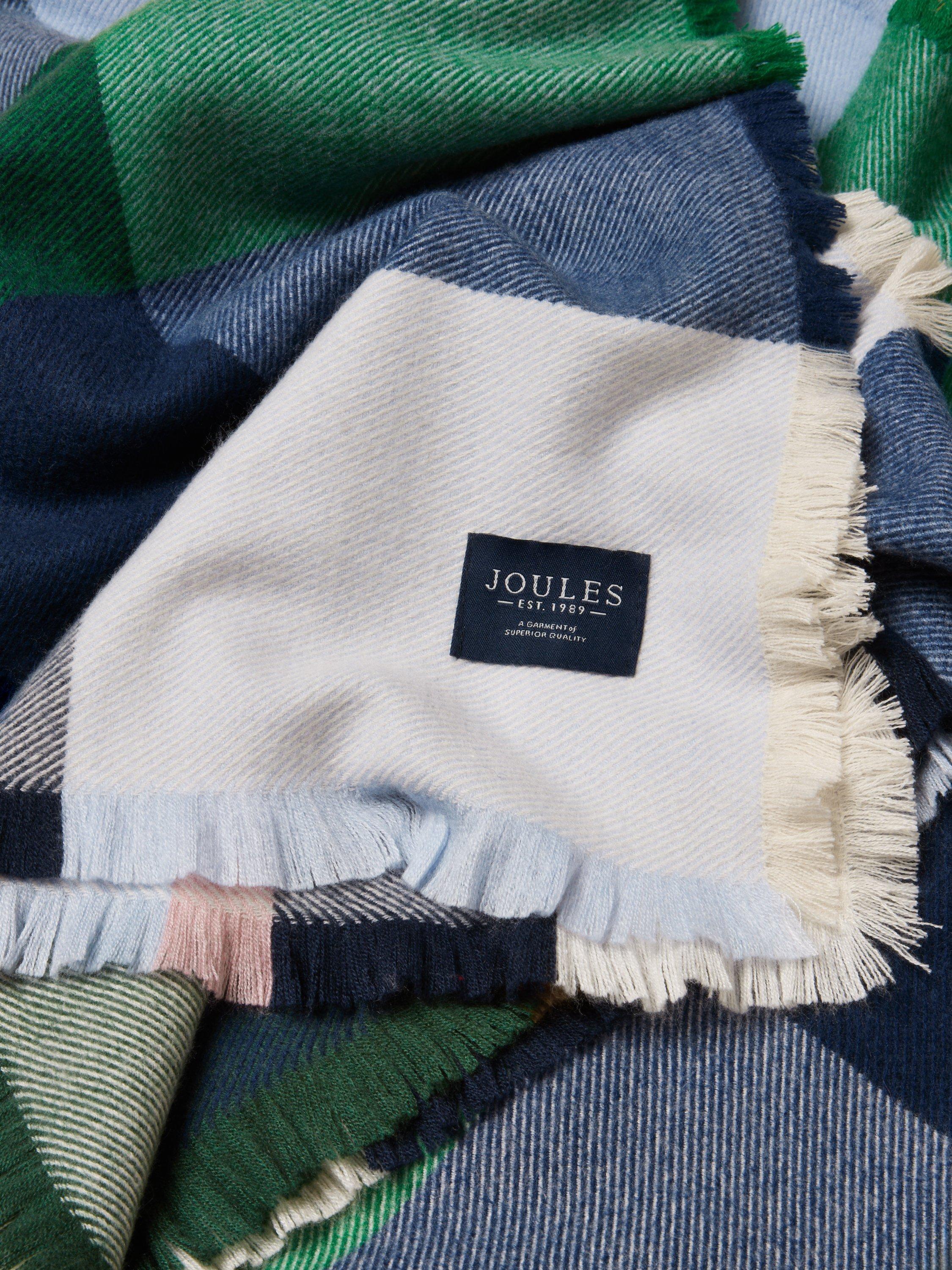 Product image 5 of 5, which shows Joules Langtree Check Scarf, Green/Blue, One Size