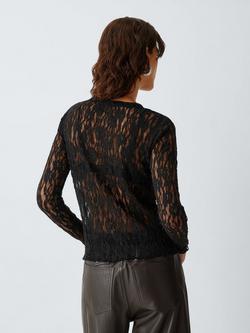 AND/OR Long Sleeve Lace Top, Black - view 2, Black