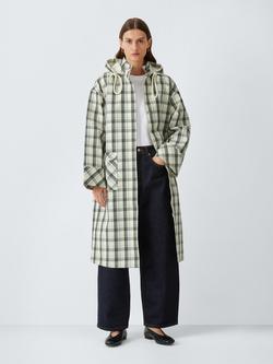 John Lewis Check Hooded Trench Coat, Check, Check