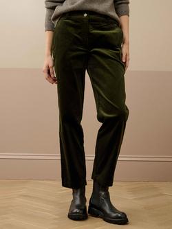 Brora Organic Cotton Corduroy Tapered Trousers, Khaki